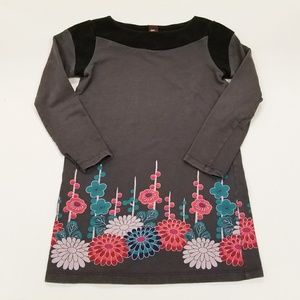 Tea Collection Gray Black Floral Print Dress